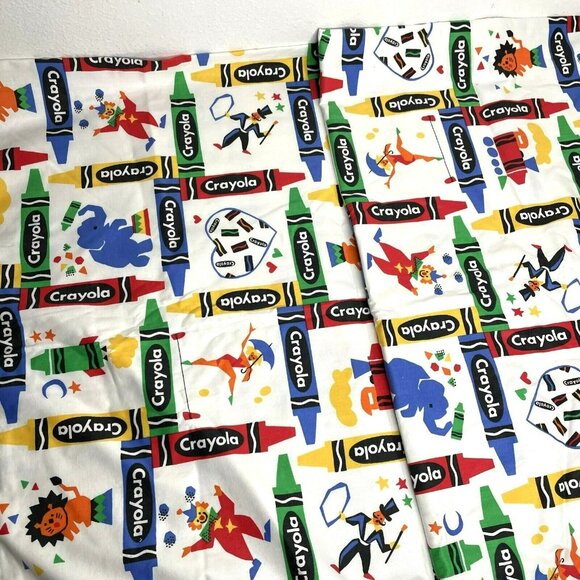 Vintage Handmade Crayola Crayons Blanket Bed Throw Primary Colorful 54" x  44" - Picture 8 of 11